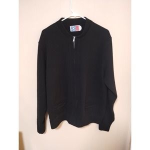 Vintage Full Zip Cardigan Sweater San Francisco Knitting Mills Black Sz L